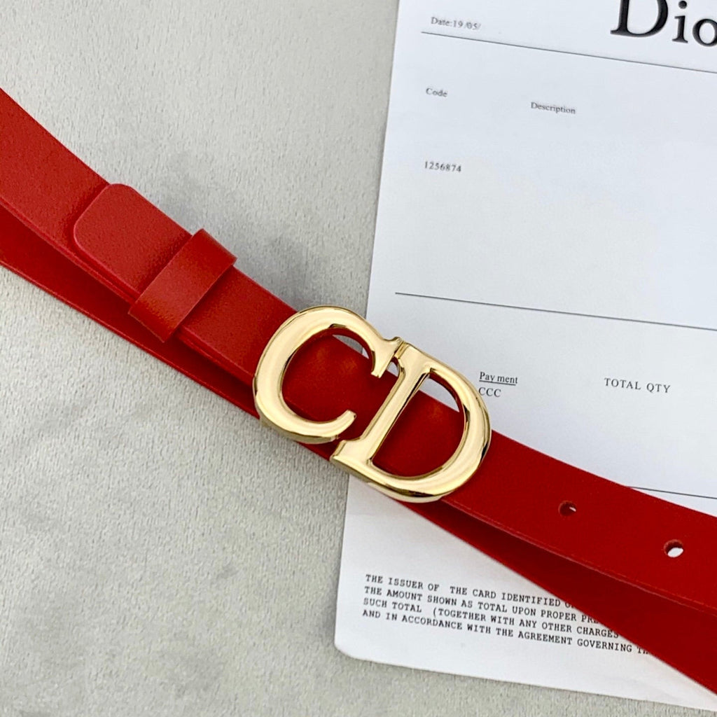 DIOR 25S BELT 20 MM IN RED CALFSKIN WITH GOLD HARDWARE 590777