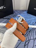 CHANEL 25S BELT 30 MM IN BROWN CALFSKIN WITH SILVER HARDWARE 615101