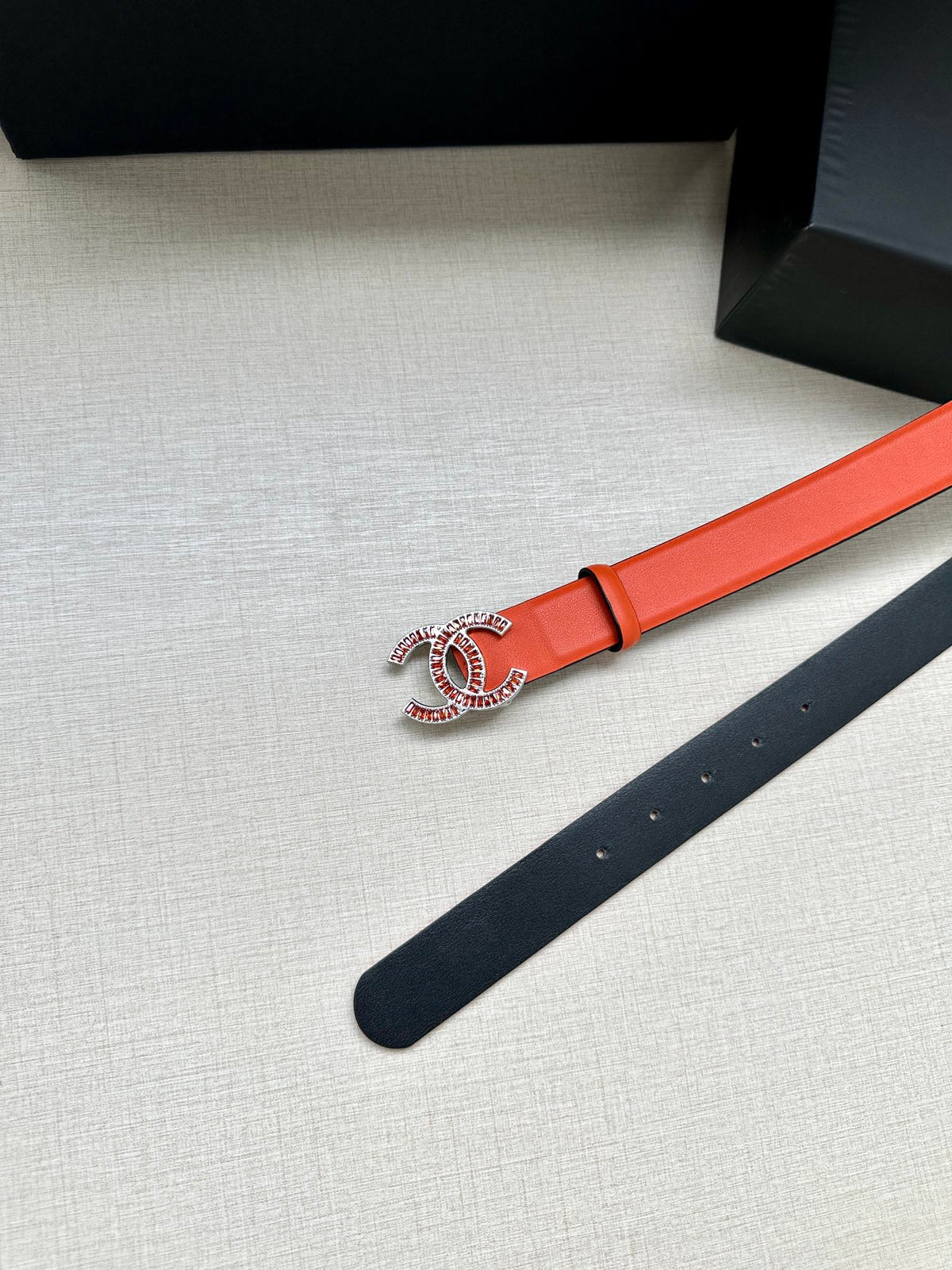 CHANEL 25S BELT 30 MM IN ORANGE CALFSKIN 616965