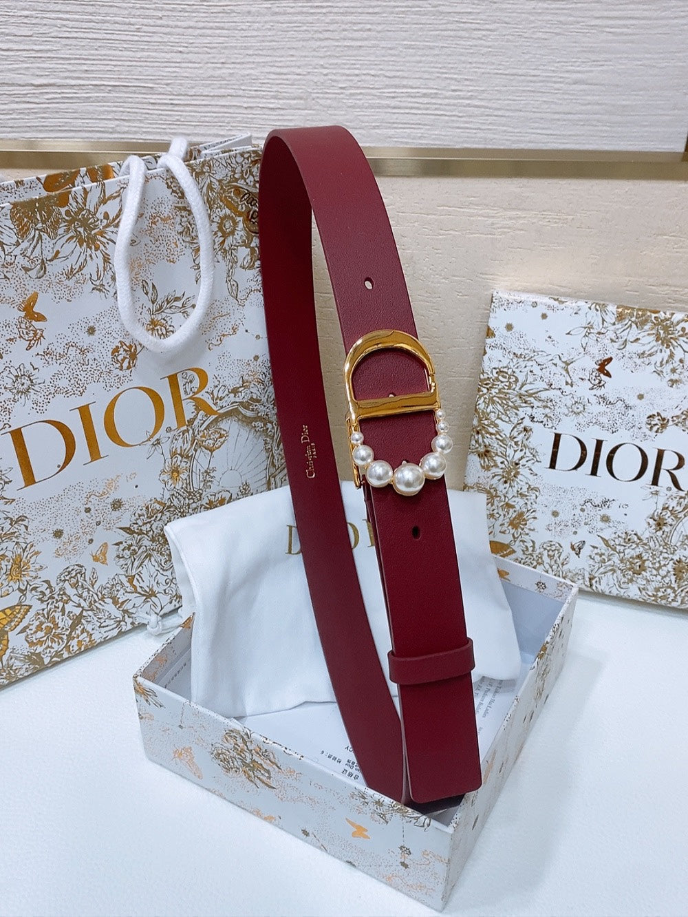 DIOR 25S BELT 30 MM IN RED CALFSKIN 586579