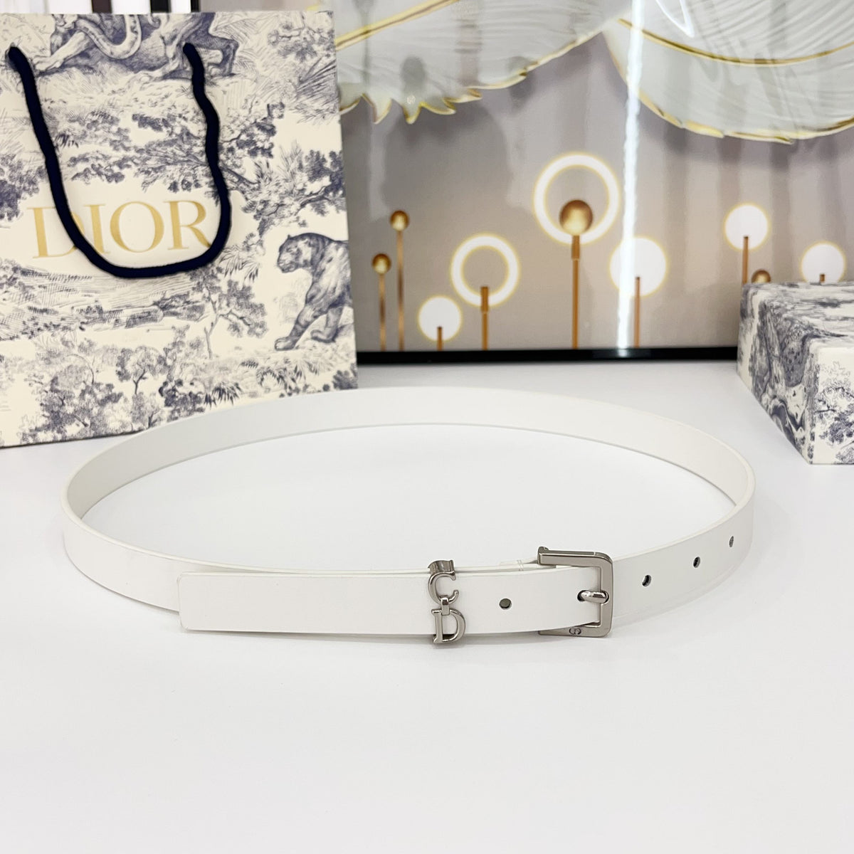 DIOR 25S BELT 20 MM IN WHITE CALFSKIN 570113