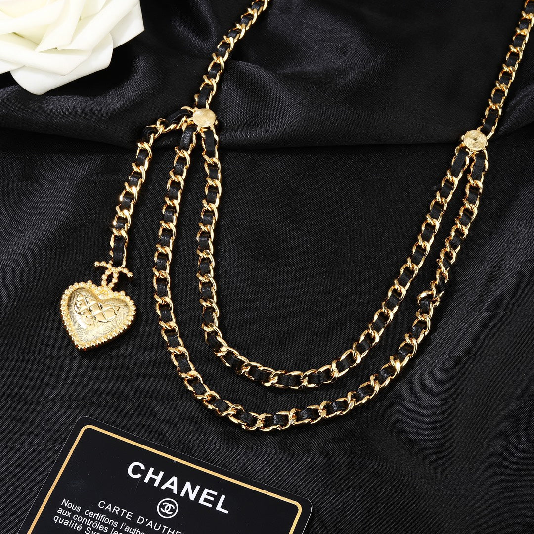 CHANEL 25S CHAIN BELT IN GOLD METALLIC AND BLACK CALFSKIN 614286