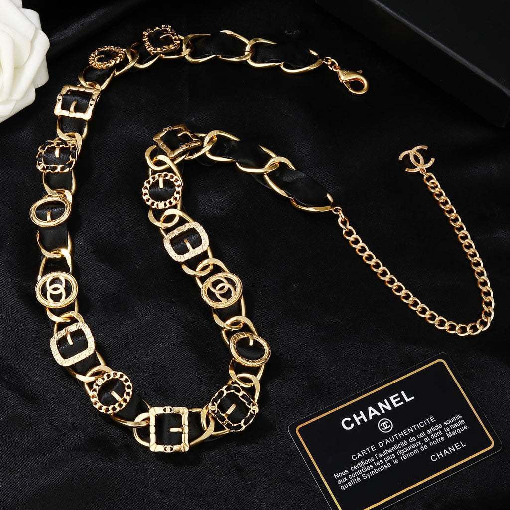 CHANEL 25S CHAIN BELT IN GOLD METALLIC AND BLACK CALFSKIN 614282
