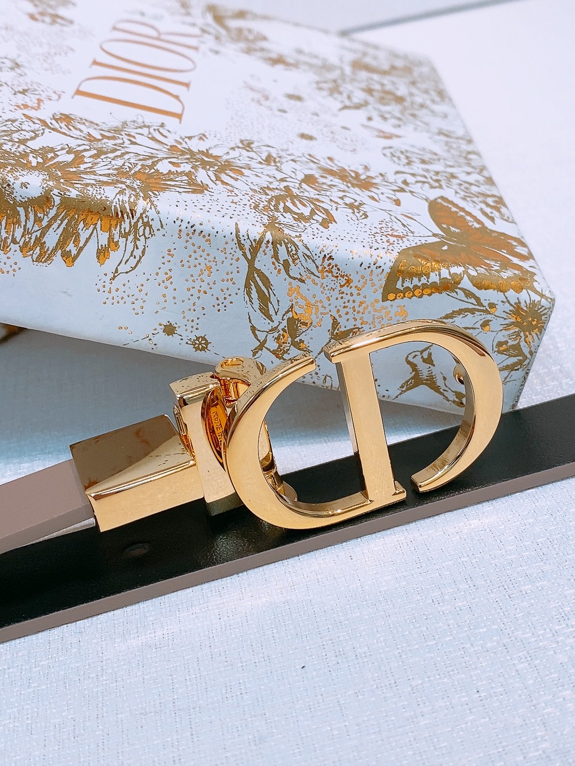 DIOR 25S BELT 20 MM IN GREY BROWN CALFSKIN 572894